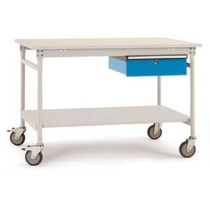 Manuflex, Manuflex BB5337.5007 Komplett-Beistelltisch BASIS mobil mit Kunststoff-Platte + Einzelschubfach, BxTxH: 1000 x 800 x 850, 