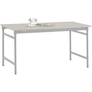 Manuflex, Manuflex BB3081.9006 Beistelltisch BASIS stationär mit Melamin-Tischplatte in Alusilber ähnlich RAL 9006, BxTxH: 2000 x, 