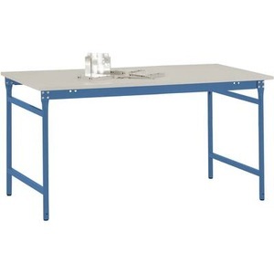 Manuflex, Manuflex BB3081.5007 Beistelltisch BASIS stationär mit Melamin-Tischplatte in Brillantblau RAL 5007, BxTxH: 2000 x 800 x, 