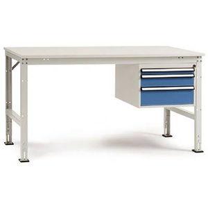 Manuflex, Manuflex AU5521.0001 Komplett-Arbeitstisch Grund UNIVERSAL Standard mit Melamin-Platte, BxTxH = 1500 x 800 x 760-870 mm, 