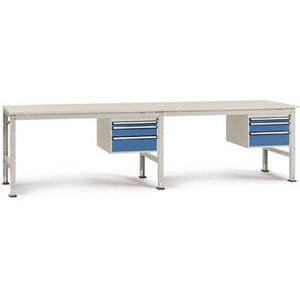 Manuflex, Manuflex AU5661.2001 Komplett-Arbeitstisch Grund- und Anbau UNIVERSAL Standard mit Melamin-Platte, BxTxH = 3000 x 800 x, 
