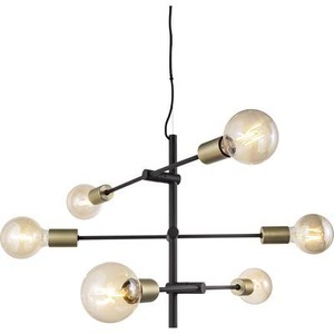 Nordlux, Hängeleuchte Josefine mit sechs Fassungen, Nordlux Josefine 48933003 Pendelleuchte E27 Schwarz (matt), Messing
