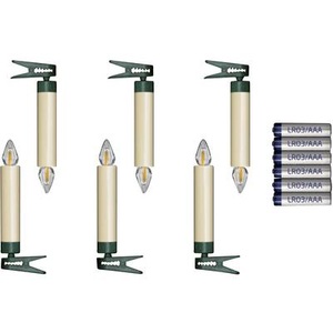 Krinner, Krinner 77132 Funk-Weihnachtsbaum-Beleuchtung Innen/Außen batteriebetrieben Anzahl Leuchtmittel 6 LED Warm-Weiß dimmbar,, lumix Christbaumkerzen »Baumkerze SuperLight«, 6 St.-flammig