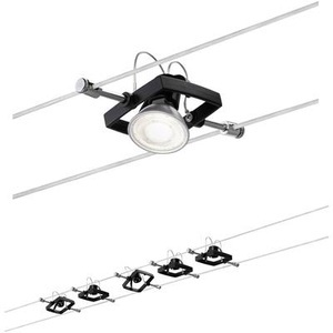 Paulmann, Paulmann Mac II Seilsystem, schwarz matt, 5 Spots, Paulmann Wire Set MacII Seil-Komplettsystem GU5.3 LED Schwarz (matt)