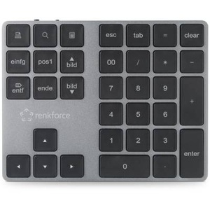 Renkforce, Renkforce RF-NK-200 Bluetooth® Nummernblock mit numerischer Tastatur Grau, 