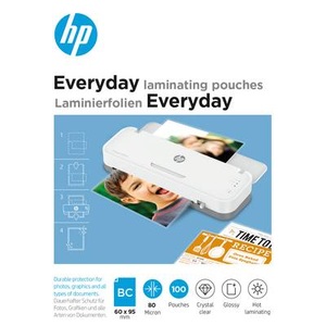Hp, HP Laminierfolie Visitenkarten 80 micron glänzend 100 St., HP Everyday Laminierfolien Visitenkarte & Kreditkarte Glänzend 80 Mikron (2 x 80) Transparent 100 Stück