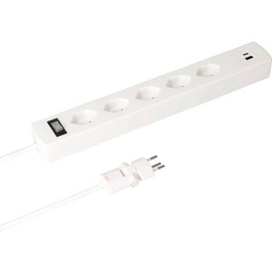 Max Hauri, Max Hauri - Steckdosenleiste SafetyLine 5x T13 mit USB A C, weiss, Clip-Clap Steckdosenleiste Safety Line mit USB A + C Weiss | 2.3 kW