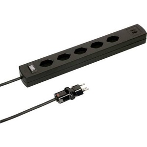 Max Hauri, Max Hauri - Steckdosenleiste SafetyLine 5x T13 mit USB A C, schwarz, Safety Line Steckdosenleiste mit USB A + C | 2.3 W