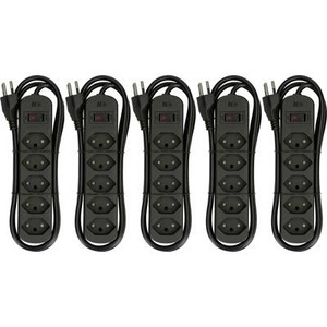 MH Basic-Line, MH Basic-Line 160801 Steckdosenleiste mit Schalter Schwarz CH-Stecker 5 St., 