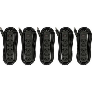 MH Basic-Line, MH Basic-Line 160803 Steckdosenleiste mit Schalter Schwarz CH-Stecker 5 St., Max Hauri Steckdosenleiste Basic-Line 5x T13 Schwarz mit Schalter