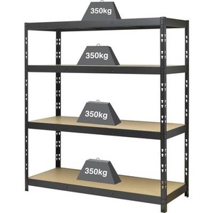 undefined, KIT77 Lagerregal-Grundmodul 350 kg (B x H x T) 1600 x 1800 x 600 mm MDF Platte Holz, Schwarz, 