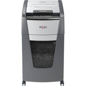 Rexel, Rexel Aktenvernichter Optimum AutoFeed+ 225M, Vollautomatik, Mikropartikelschnitt 2 x 15 mm, P-5, 60 l, 8-225 Blatt Schnittleistung, mit Lenkrollen, schwarz, Rexel Optimum AutoFeed+ 225M Aktenvernichter 225 Blatt Mikroschnitt 2 x 15 mm P-5 60 l Vernichtet auch Büroklammern,