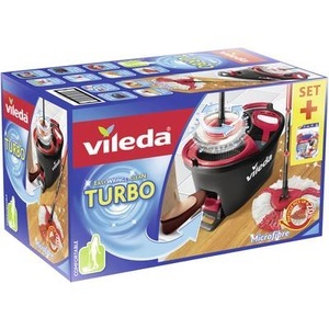 VILEDA, Turbo EasyWring & Clean Wischmop Komplettset, Bodenwischer, Vileda 158572 TURBO BOX inkl. TURBO REFILL MICROFIBRE 2in1 Ersatzkopf Wisch-Set 1 St.