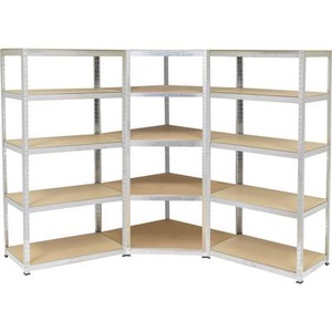 TOOLCRAFT, TOOLCRAFT 2621036+2521299 Schwerlastregal mit Eckmodul 175 kg (B x H x T) 90 x 180 x 40 cm Metall, MDF Verzinkt, Silber, 