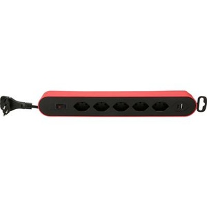 Max Hauri AG, MAX HAURI AG Steckdosenleiste, 5 x T13, 1 USB Typ A, 1 USB Typ C, rot und schwarz, Max Hauri Steckdosenleiste Design Line 5x T13 USB A+C rot