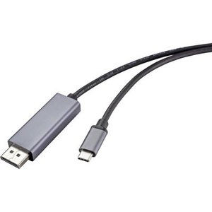 Renkforce, Renkforce DisplayPort AV Anschlusskabel [1x DisplayPort Stecker - 1x USB-C™ Stecker] 1.00 m Black, Renkforce USB-C® / DisplayPort Anschlusskabel USB-C® Stecker, DisplayPort Stecker 1.00 m Schwarz RF-4630696 PVC-Mantel