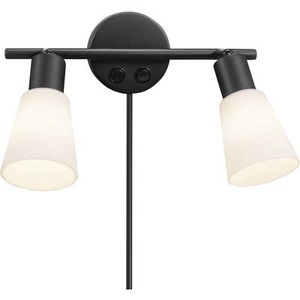 Nordlux, Wandleuchte Cole aus Glas und Metall, 2-flammig, Wandleuchte Cole, 2-flammig, Stecker, Glas, zwei Schalter