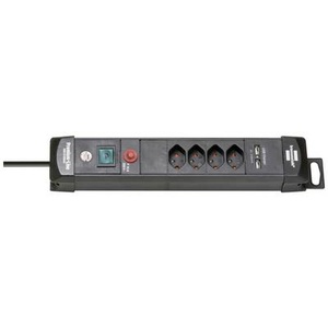 Brennenstuhl, Brennenstuhl - Premium-Line 4fach schwarz *CH* 3m H05VV-F3G1,5 m. Schalter+USB 3.1A, Stabile, formschöne Kompaktleiste aus hochbruchfestem Spezial-Kunststoff, Elegantes, schlankes, zeitloses, hochwertiges Design, Schutzkontakt-Steckdosen in 45°-Ano, Brennenstuhl 1951142602 Steckdosenleiste mit Schalter Schwarz 1 St.
