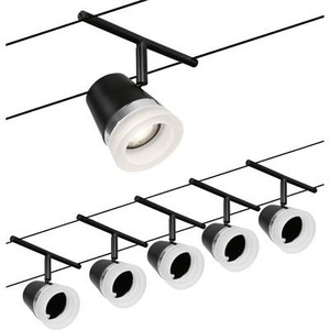 undefined, LED Seilsystemleuchte CONE, Paulmann WireDC Set Cone Seil-Basissystem GU5.3 Schwarz (matt), Chrom