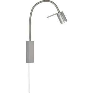 FISCHER&HONSEL GMBH, LED-Wandlampe River Flexarm, Schirm Metall gerillt, Fischer & Honsel Led-wandleuchte , 30408 River , Nickelfarben , Metall , 4x40 cm , Schnurschalter, mit Schalter , 003151138801