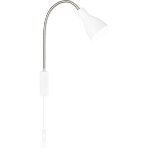 FISCHER & HONSEL, Fischer & Honsel Lolland 30389 Nachttischlampe, Schreibtischleuchte E27 Nickel (matt), Weiß, Fischer & Honsel Wandleuchte , 30389 Lolland , Weiss, Nickelfarben , Metall , 11x52 cm , matt , Schnurschalter, Flexarm , 003151109801