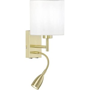 FISCHER & HONSEL, Fischer & Honsel Dreamer 30312 Wandleuchte E27 4 W Messing (matt), Weiß, Wandlampe Dreamer LED-Lesearm messing/Chintz weiß
