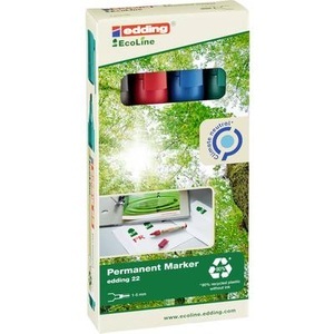 edding, EDDING Permanent Marker 22 1.0-5.0mm 22-e4 4-farbig ass., Edding 22, Permanent Marker, 1.5-3mm, 4-22-4, (4-farbig assortiert)