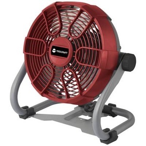TOOLCRAFT, TOOLCRAFT Tischventilator 26 W (Ø x H) 275 mm x 350 mm Rot-Grau, TOOLCRAFT TAWB-200 Akku-Ventilator 26 W (Ø x H) 275 mm x 350 mm Rot, Grau, Schwarz