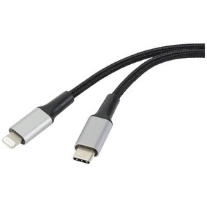 Renkforce, Renkforce [1x USB 2.0 Stecker C - 1x Apple Lightning-Stecker] 2.00 m Schwarz, Renkforce USB-C®, Apple Lightning Anschlusskabel [1x USB 2.0 Stecker C - 1x Apple Lightning-Stecker] 2.00 m Kabelmantel