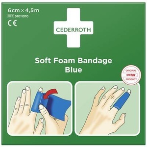 Cederroth, CEDERROTH 1009710 Bandage Blau 4.5 m x 6 cm 4.5 m x 60 mm, Pflaster u.Bandage Soft Foam selbsthaftend elastisch,blau Rl.6cmx4,5m CEDERROTH