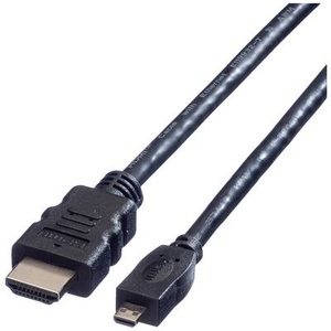 VALUE, Value HDMI Anschlusskabel HDMI-A Stecker, HDMI-Micro-D Stecker 2.00 m Schwarz 11.99.5581 Geschirmt HDMI-Kabel, VALUE HDMI High Speed Kabel mit Ethernet, HDMI A ST - Micro HDMI ST, 2 m