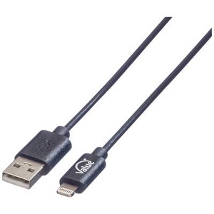 VALUE, Value USB-Kabel USB 2.0 USB-A Stecker, Apple Lightning Stecker 1.80 m Schwarz 11.99.8322, VALUE USB 2.0 Sync- & Ladekabel mit Lightning Connector, 1,8 m