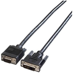 ROLINE, Roline VGA / DVI Anschlusskabel VGA 15pol. Stecker, DVI-A 12+5pol. Stecker 5.00 m Schwarz 11.04.5450 Geschirmt,, ROLINE DVI-VGA-Kabel, DVI (12+5) ST - HD15 ST, 5 m
