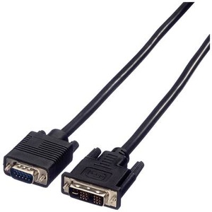VALUE, Value VGA / DVI Anschlusskabel VGA 15pol. Stecker, DVI-A 12+5pol. Stecker 2.00 m Schwarz 11.99.5420 schraubbar, VALUE DVI-VGA Kabel, DVI (12+5) ST - VGA ST, 2 m