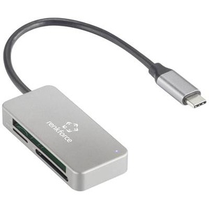 Renkforce, Renkforce RF-PCR-210 USB-Zusatzspeicher Smartphone/Tablet Kartenleser Marmor-Grau, Renkforce RF-PCR-210 Externer Speicherkartenleser USB-C® (USB 3.2 Gen 1) Silber