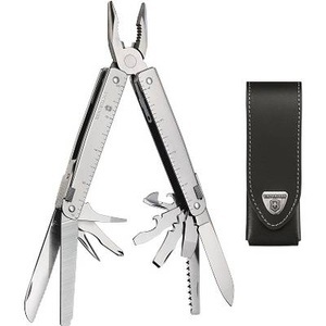 Victorinox Schweiz, SwissTool Victorinox Schweiz (grau), Personalisiertes Victorinox SwissTool mit Lederetui - Victorinox