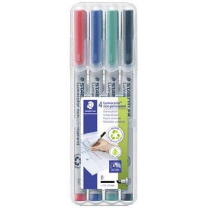 Staedtler, Staedtler Folienstift Lumocolor 312, Staedtler Lumocolor, non-permanent, Universalstift, 1/2, 5mm, , 312 WP4, (4-farbig assortiert)