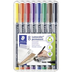 Staedtler, Staedtler Folienstift Lumocolor 314, Staedtler Lumocolor, permanent, Universalstift, 1/2,5mm, B, 314 WP8, (8-farbig assortiert)