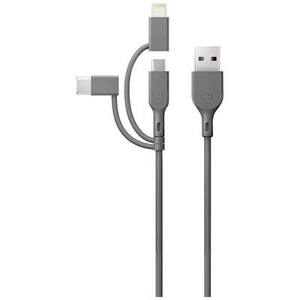 GP Batteries, GP Batteries USB-Ladekabel USB 2.0 USB-A Stecker, Apple Lightning Stecker, USB-Micro-B Stecker, USB-C? Stecker 1 m Grau, GP USB-Ladekabel USB 2.0 USB-A Stecker, Apple Lightning Stecker, USB-Micro-B Stecker, USB-C® Stecker 1.00 m Grau