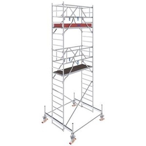 KRAUSE, Krause 773036 FahrGerüst Aluminium Rollgerüst fahrbar Arbeitshöhe (max.): 6.50 m Silber 162 kg, Alu-Fahrgerüst Stabilo Serie 100, 200 kg/m², TÜV-geprüft, gebremste Rollen, B 750 x T 2000 x H 6500 mm