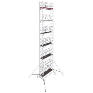 KRAUSE, Krause 772114 FahrGerüst Aluminium Rollgerüst fahrbar Arbeitshöhe (max.): 13.40 m Silber 364.5 kg, Alu-Fahrgerüst KRAUSE Serie 10, 200 kg/m², TÜV-geprüft, höhenverstellbare Rollen, L 2500 x B 750 x H 13400 mm
