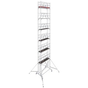 KRAUSE, Krause 772121 FahrGerüst Aluminium Rollgerüst fahrbar Arbeitshöhe (max.): 14.40 m Silber 373 kg, Alu-Fahrgerüst KRAUSE Serie 10, 200 kg/m², TÜV-geprüft, höhenverstellbare Rollen, L 2500 x B 750 x H 14400 mm