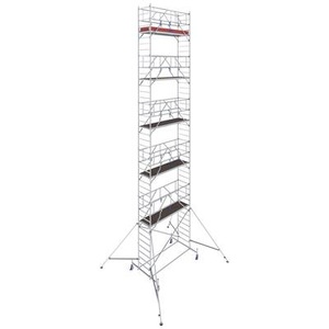 KRAUSE, Krause 772107 FahrGerüst Aluminium Rollgerüst fahrbar Arbeitshöhe (max.): 12.40 m Silber 327 kg, Alu-Fahrgerüst KRAUSE Serie 10, 200 kg/m², TÜV-geprüft, höhenverstellbare Rollen, L 2500 x B 750 x H 12400 mm