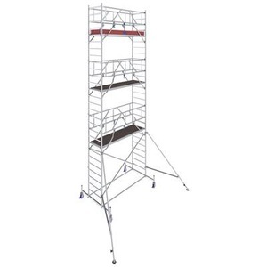 KRAUSE, Krause 772060 FahrGerüst Aluminium Rollgerüst fahrbar Arbeitshöhe (max.): 8.40 m Silber 221.5 kg, Alu-Fahrgerüst KRAUSE Serie 10, 200 kg/m², TÜV-geprüft, höhenverstellbare Rollen, L 2500 x B 750 x H 8400 mm