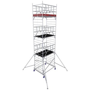 KRAUSE, Krause 945150 FahrGerüst Aluminium Rollgerüst fahrbar Arbeitshöhe (max.): 8.30 m Silber 237.90 kg, Alu-Fahrgerüst Krause ProTec XXL, 200 kg/m², TÜV-geprüft, gebremste Rollen, L 2000 x B 1400 x H 8300 mm
