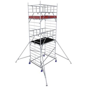 KRAUSE, Krause 945136 FahrGerüst Aluminium Rollgerüst fahrbar Arbeitshöhe (max.): 6.30 m Silber 207.50 kg, Alu-Fahrgerüst Krause ProTec XXL, 200 kg/m², TÜV-geprüft, gebremste Rollen, L 2000 x B 1400 x H 6300 mm