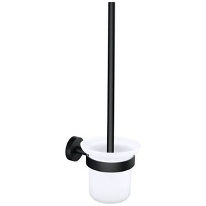 Tesa, tesa MOON BLACK Klobürsten-Garnitur Klebstoff Metall, tesa Moon Black WC-Set, Schwarz