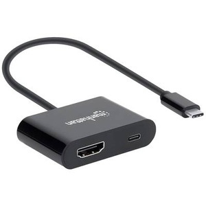 Manhattan, Manhattan 153416 - USB-C auf HDMI-Konverter mit PD-Ladeport, Manhattan USB 2.0 Adapter [1x USB-C® Stecker - 1x HDMI-Buchse, USB-C® Buchse (Power Delivery)] 153416 20 cm beidseitig