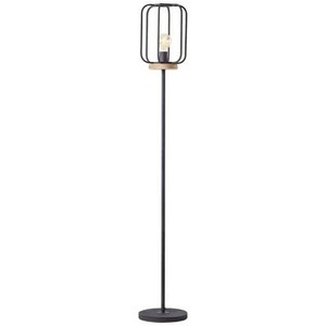 Brilliant, Stehleuchte Tosh mit Holzdetail, Brilliant Tosh 93145/66 Stehlampe E27 Holz (dunkel), Schwarz (korund)