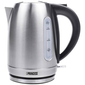 undefined, Wasserkocher, kabellos, 1,7 l, 2200 W, um 360° drehbar, mit Füllstandanzeige, Edelstahl matt, Princess 236018 Wasserkocher Edelstahl Fassungsvermögen: 1.7 l